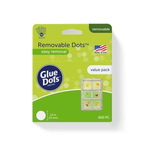 Glue Dots, Removable Dots Value Pack, Double-Sided, 1/2", .5 Inch, 600 Dots, DIY Craft Glue Tape, Sticky Adhesive Glue Points, Liquid Hot Glue Alternative, Clear