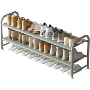 Shoe Rack 2 Tier Long Storage Organizer Wide Metal Shoe Shelf for Closet Entryway Grey Shoe Rack 2 Tier Long Storage Organizer Wide Metal Shoe Shelf for Closet Entryway Grey
