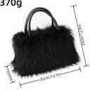QMFUR Women's Shoulder Handbags Furry Fluffy Fuzzy Faux Fur Tote Bag Satchel Handles Handbag