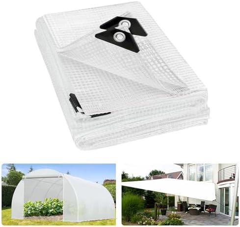 ANGAR 16 Mil Heavy Duty Clear Greenhouse Tarp, 12x16FT Waterproof Clear Tarps with Grommets, UV Resistant Greenhouse Replacement Poly Cover, for Gardening, Farming, Chicken Coops, Canopy,Outdoor