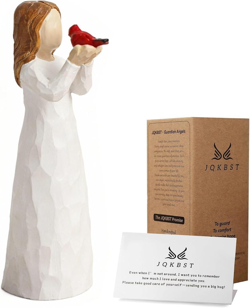 Angel Cardinal Figurines Gift for Women, Messenger, Sympathy Gifts for Loss of Loved One, Sculpted Hand-Painted Figure Statue Home Decor