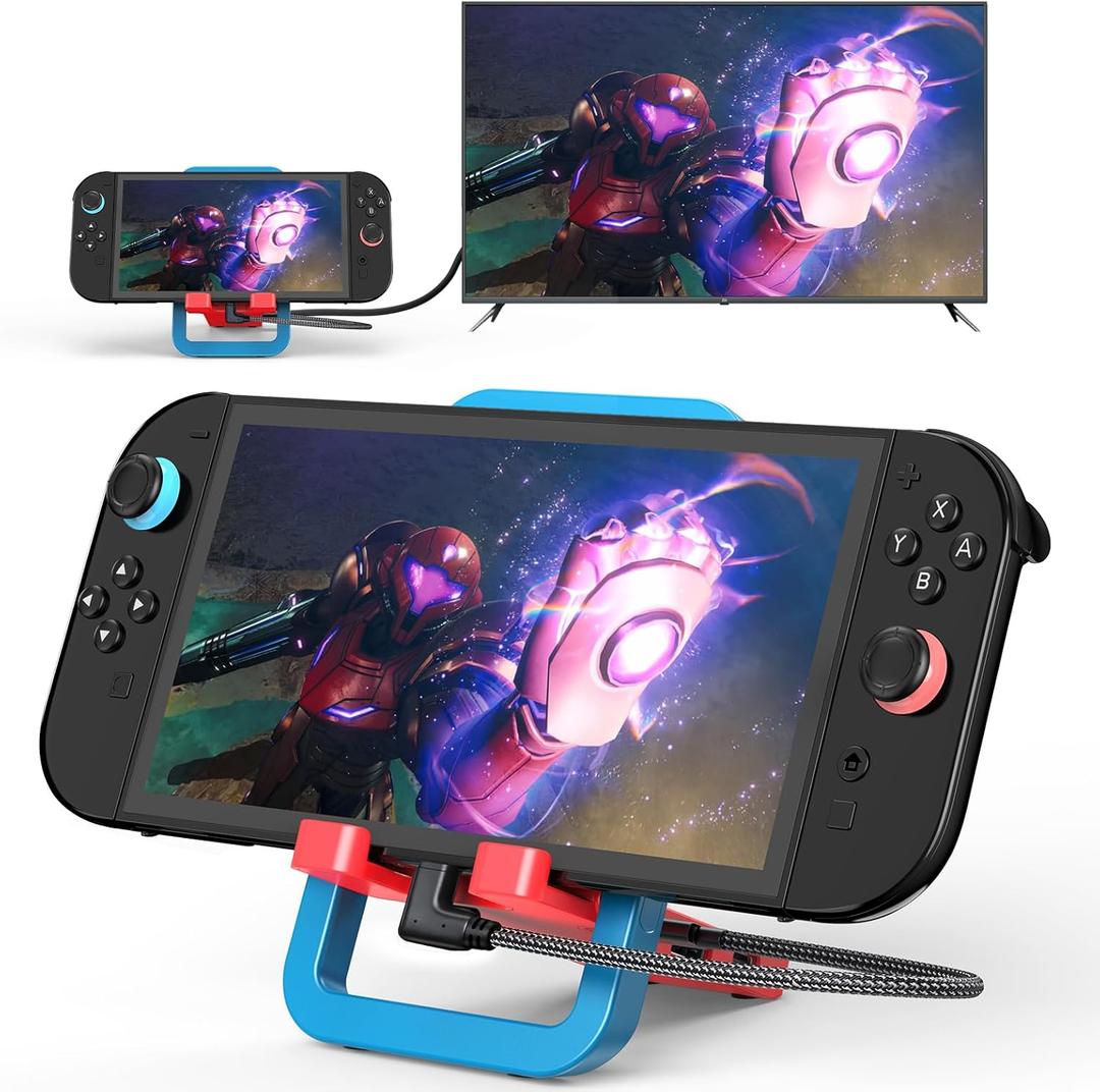 TV Docking Station for Switch 2, Foldable Portable TV Base Replacement, with 4K 60HzHDMI USB-C Charging PortUSB 3.0 Port.