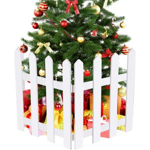 RUODON 4 Pack Thick Christmas Tree Fences White Wooden Picket Fences Tree Fence Border Decoration for Xmas Wedding Party Decor Garden Home, 15.7 x 12 Inches