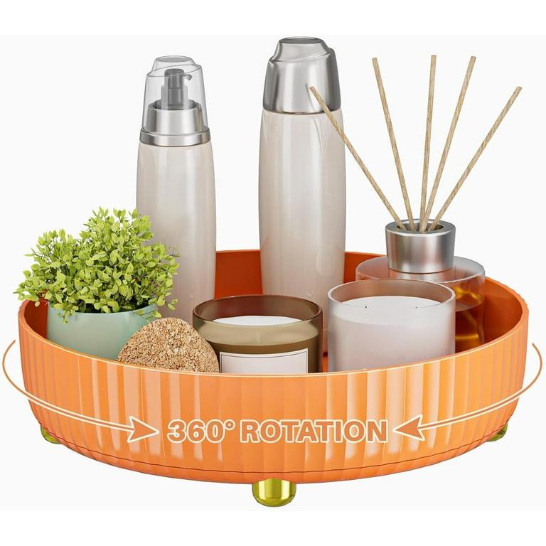 Bathroom Organizers and Storage,Rotating Makeup Organizer Tray for Perfume,Skincare,Cosmetics and Bathroom Storage,Lazy Susan Organizer,Orange