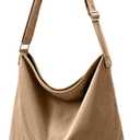 KALIDI Corduroy Tote Bag for Women Casual Zipper Tote Handbag Large Crossbody Hobo Shoulder Bag Work Fashion Women Purse (Khaki)