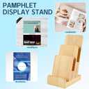2 Pieces 3-Tier Pine Wood Literature Holder pamphlet display stand Trifold Brochure Organizer Flyer Holder Postcard Display and Countertop Wooden Display Stand Book Display for Magazine Pamphlet