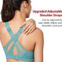 Yvette Sports Bra High Impact Adjustable Criss Cross Back, Full Support for Large Bust No Bounce (Blue, XXL)