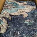 RELEANY Area Rugs 10'x12' Washable Non-Slip, Floral Vintage Distress Print Pattern Medallion Carpet for Living Room Bedroom Dining Room, Teal Green Lake Blue Turquoise