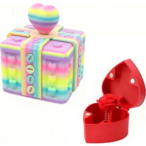 2-in-1 3D Printed Puzzle Gift Box Set - Interactive Mystery Box with Screw Challenge & Heart-Shaped Rose Case - Creative Money/Jewelry Holder for Valentines Day, Anniversary, Birthday Surprise (Pink/Red)