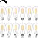 Vintage LED Edison Bulbs 60 Watt Equivalent Dimmable 7W ST58 LED Filament Light Bulbs Warm White 3000K Antique Style Lighting High Brightness 800LM E26 Medium Base Clear Glass for Home Office, 12 Pack