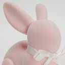 WDS WONDROUS Easter Decorations Set of 5, 3 Flocked Bunny Figurines & 2 Egg Statues, Resin Sculptures Tabletop Decor for Spring Farmhouse Mantel, Pink & White Easter Bunny Gifts, Cute Home Decor