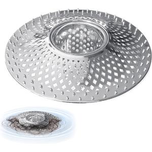 Tub Drain Protector Drain Hair Catcher,Stainless Steel Bathtub Shower Drain Hair Stopper Strainer Trap for Wash Basin Shower Bathroom Kitchen Sink to Catch Hair Debri and Foreign Objects Easil