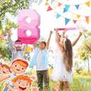 Sratte Number Piata Pink Piata Birthday Decorations Gradient with Stick Blindfold Confetti for Girls Boys Birthday Anniversary Party Decorations Supplies(Number 8)