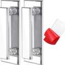 Door Pull Handle Adhesive Self Stick Acrylic Drawer Pulls Mirrored Beveled Knob large Clear Instant Handle stick on knobs for Cabinet Wardrobe Windows Drawer Dresser Sliding Door (2 Pcs, 5.9 x 2 Inch)