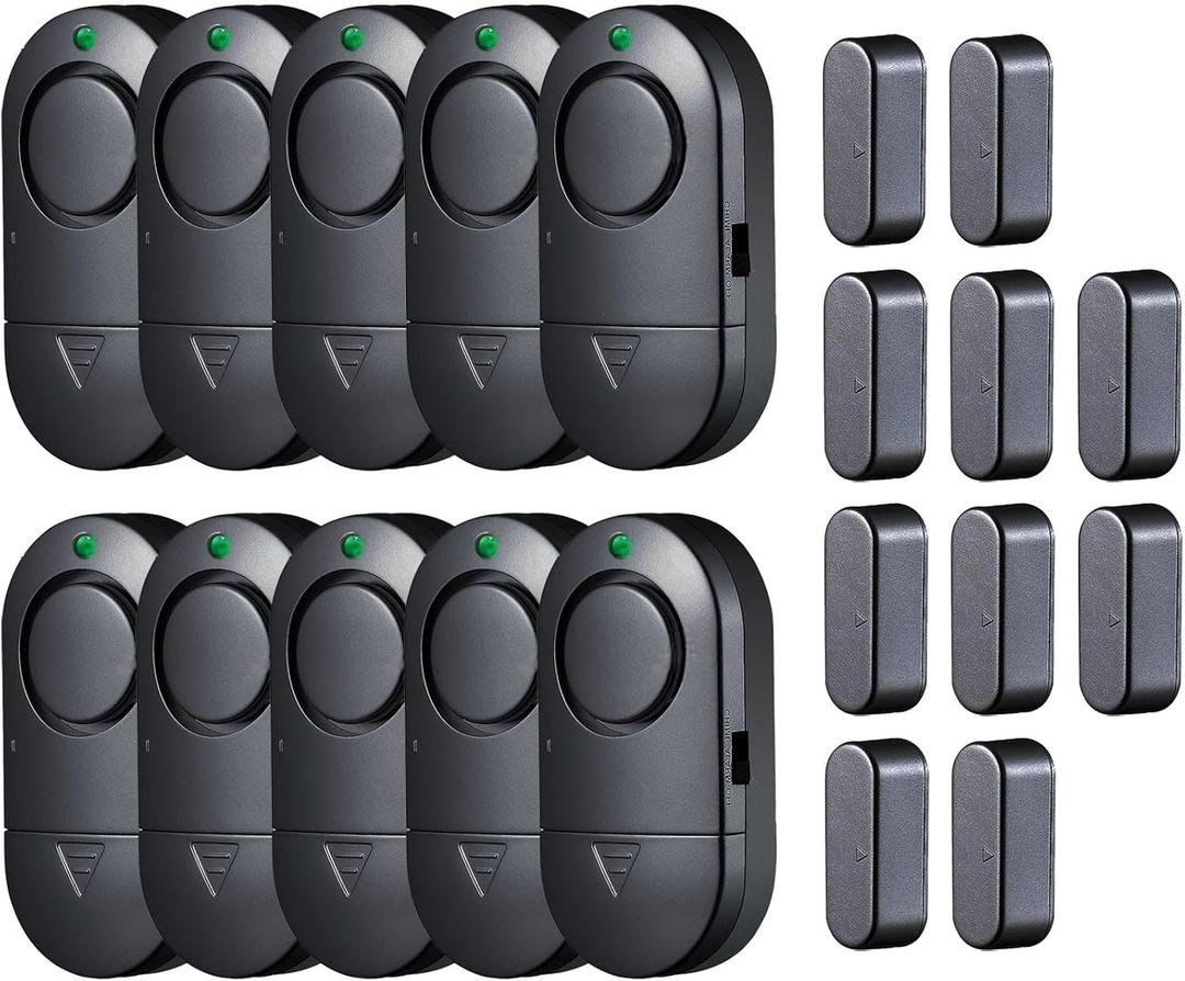Door Window Alarm, 120DB Window Alarms for Home Security, Door Chime for Store Home, 10 Pack Black