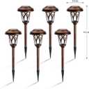 GIGALUMI 6 Pack Solar Pathway Lights Outdoor, Metal Glass & ABS Solar Landscape Lights Waterproof IP65, Warm White Solar Powered Garden Lights for Yard Patio Walkway Driveway (Brown)