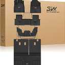 3W Floor Mats and Cargo Liner Fit for Honda Pilot 2023 2024 2025 2026, Custom Fit All Weather Honda Pilot Accessories Odorless Anti-Slip TPE Full Set Mats Black