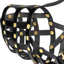 OOPSDOGGY Leather Dog Muzzle for German Shepherd, Leather Breathable Secure Basket Muzzle, Prevents Biting No Chewing Adjustable (Black, Large)