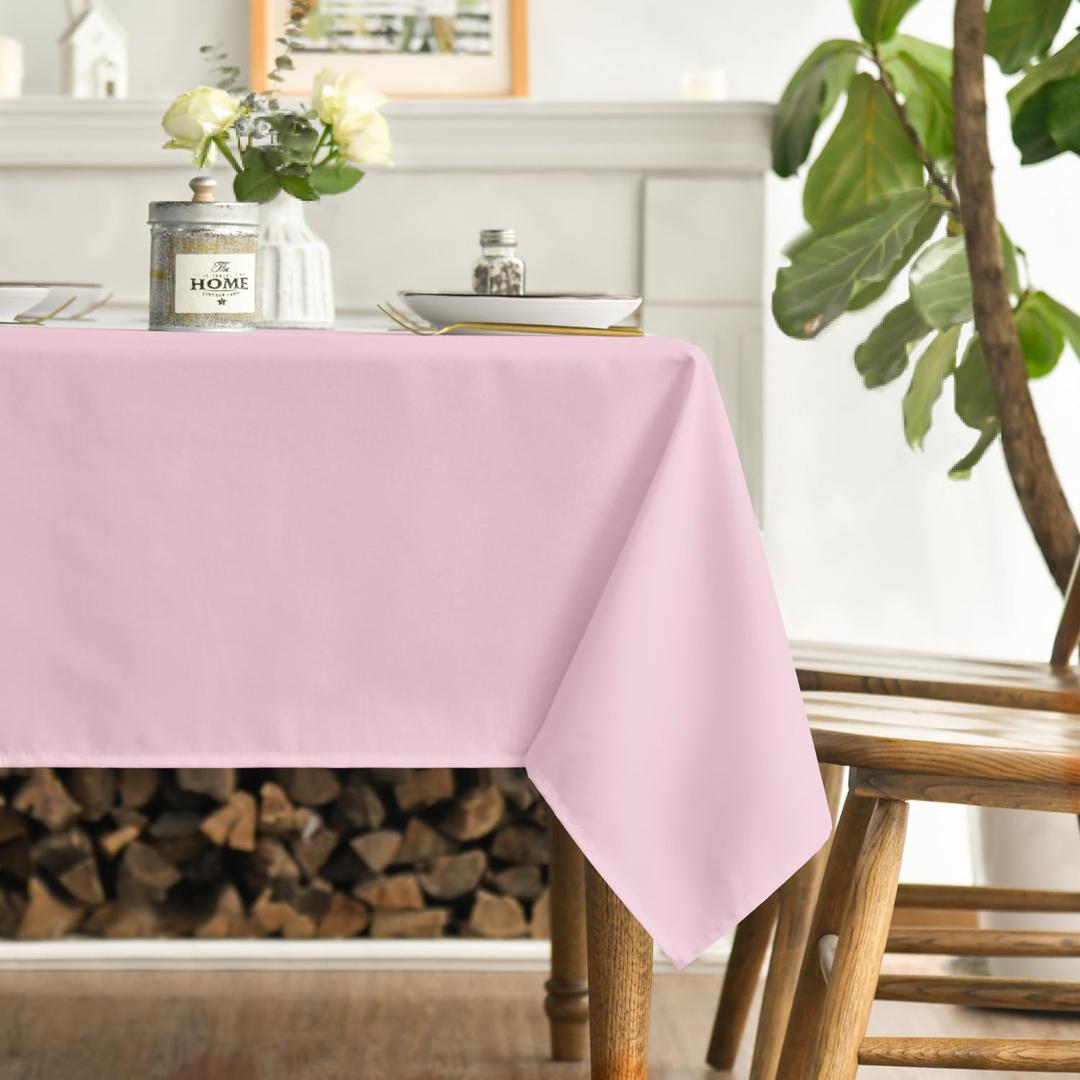Horaldaily Pink Tablecloth 60×120 Inch Rectangular, Stain and Wrinkle Resistant Washable Table Cloth, Decorative Polyester Table Cover for Party Picnic Dinner Decor
