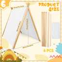 6 Pack Teepee Tents Bulk, Sleepover Play Tents Washable Foldable Teepee Shelter for Indoor Outdoor Slumber Pajama Party(White), 46.5" L X 43.3" H X 34.6" W