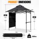 ABCCANOPY 8x5 Pop Up BBQ Grill Gazebo with Lights & Sidewall, Dark Gray
