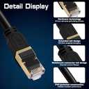 Cat 8 Ethernet Cable, 3ft Heavy Duty High Speed Network LAN Patch Cord with Gold Plated RJ45 Connectors, 26AWG, 2000Mhz Indoor & Outdoor Internet Network Cable for Modem Router Gaming PC