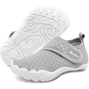 Racqua Boys Toddler Water Shoes Girls Baby Pool Non-Slip Beach Outdoor Sports Water Shoes Lightweight Breathable Swim Quick Dry Aqua Shoes Grey Toddler 8