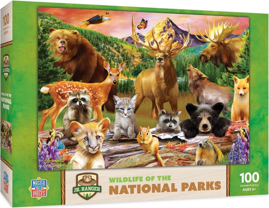 MasterPieces  100 Piece Jigsaw Puzzle for Kid 6+ Years, Wildlife of The National Parks, Educational and Fun Game, Gift Idea for Children, 19" x 14"