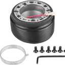 Qiilu Steering Wheel Hub Adapter Aluminum 6-Hole Hub Adaptor Kit Black for 323 Miata MX3 MX5 MX6