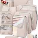 10 Set/8 Set Packing Cubes for Travel, Gifts for Women Mom,Anti-Tearing Suitcase Organizer for Luggage with Shoe & Hanging Toiletry Bag,OlarHike Vacation Essentials & Accessories for Cruise Ship,Cream