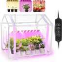 Meonum Mini Greenhouse with Grow Light for Indoor, 23.6 x15.7 x19.6 Tabletop Small Greenhouse Kit with 15W Plant Dimmable LED Grow Lights and Timer, 3 Light Color Mode for Seed Starter Tray