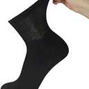 Cotton Diabetic Neuropathy Quarter Socks, Non-Binding Ankle Socks, Multipack (13-16, Black - 12 Pairs)