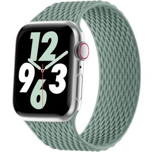 Silicone Braided Solo Loop Compatible with Apple Watch Band 38mm 40mm 41mm 42mm 44mm 45mm 46mm 49mm, Stretchy Elastic Sport Strap Compatible for iWatch Series 10/9/8/7/6/5/4/3/2/1/SE/Ultra/Ultra 2, (Green)