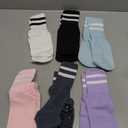 ZXPEPE Pilates Crew Socks for Women Non Slip Grip Sticky Anti Skid Socks for Yoga Barre Home Hospital Workout Daily Wear, One Size