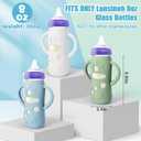 Mity rain 3 Pack Silicone Sleeves for Lansinoh Glass Bottles 8 OZ - Anti Breakage Baby Bottle Holder, Compatible with Lansinoh Glass Bottles for Babies with Handle