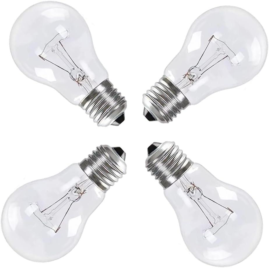 Hrsovii A19 Clear Incandescent Rough Service Light Bulb, 100 Watt Incandescent Light Bulbs, A19 100 WATT Bulbs 100 Watt, 2700K Soft White, E26 Medium Base, 110-130V (4 Pack)