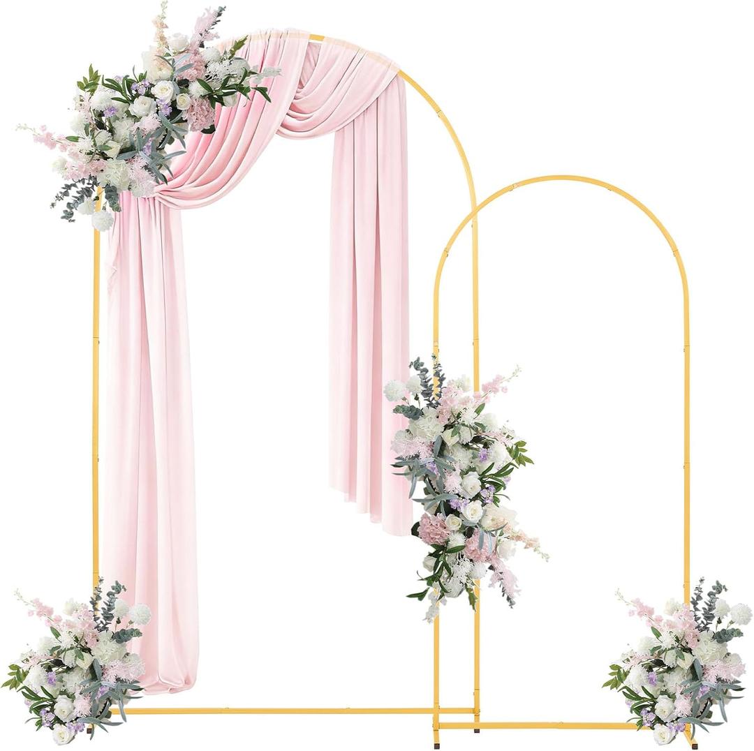 VEVOR Arch Backdrop Stand, Set of 2, 7.2 ft and 6 ft, Stable Structure, Easy Assembly, Gold Metal Arch Backdrop Stand for Wedding, Birthday Party, Graduation, Celebration, and Ceremony Decoration