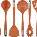 Restaurantware Met Lux Kitchen Utensil Sets, 10 Silicone Utensil Sets - 6 Pieces Per Set, High-Heat Tolerance, Orange Silicone Kitchen Utensils, For No-Stick Cookware (10 Count)