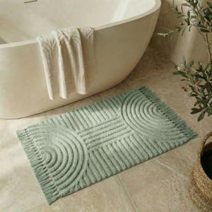 KIBAGA Beautiful Boho Rug with Tassels for Your Bathroom - Soft 2 x 3 ft. Cotton Rug Fits Perfectly Into Your Bath - Washable, Non-Slip Mat Ideal to Enhance Any Modern Home Decor, 24 x 36 inch