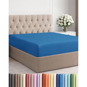 Full Fitted Bed Sheet - Bottom Single Fitted Sheet Only - Soft Hotel Luxury Bedding w/ 8-16 Inch Deep Pockets - Breathable, Cooling & Wrinkle Free - Easy-Care, Fade and Shrink Resistant - Royal Blue