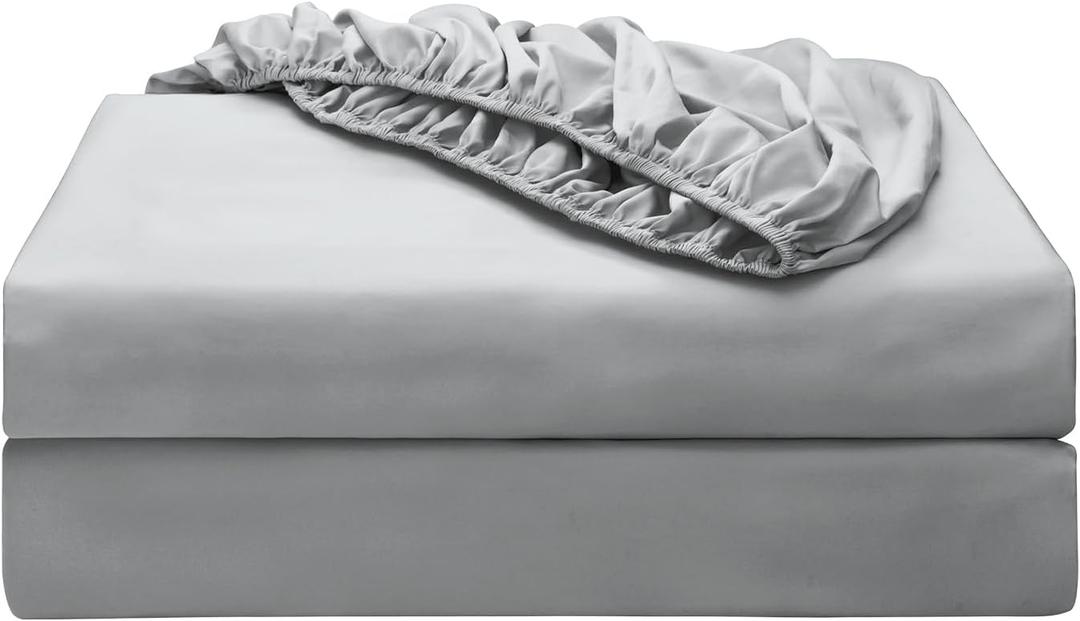 2-Pack Pure Cotton Twin XL Fitted Sheet for Adjustable Bed Split King, 600 TC 16" Deep Pocket Egyptian Cotton Fitted Sheet (2pcs, Twin XL, Gray)