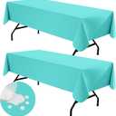 homing 2 Pack Rectangle Vinyl Tablecloth, Waterproof Spillproof Plastic Flannel Backed Table Cloth, Wipe Clean Table Cover for Dining, Buffet Parties and Camping (Teal, 52" x 70")