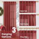 YoungsTex Burgundy Red Linen Curtains for Living Room 72 Inches Long - Light Filtering Drapes with Back Tab Rod Pocket Privacy Semi Sheer for Bedroom Windows, 2 Panels 52 X 72 Inch
