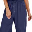 ANRABESS Jumpsuits for Women Casual Summer Sleeveless 2025 Romper One Piece Outfit Active Workout Lounge Jumpsuits Pockets (Medium, Navy Blue)