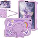 Case for Samsung Galaxy Tab A11 8.7 Inch 2025/ Galaxy Tab A9 8.7 Inch Cute Butterfly Cover 3D Rotating Handle Stand & Shoulder Strap Soft Silicone