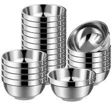 Mimorou 20 Pack 304 Stainless Steel Bowls Set 13oz 20oz Metal Double Walled Insulated Snack Mixing Lightweight Multipurpose Toddler Dinner Bowls for Ice Cream, Cereal, Snack
