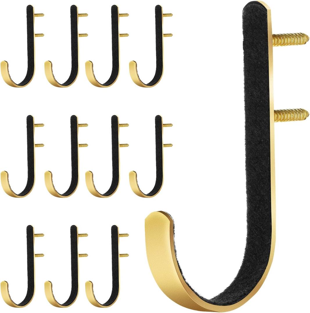 12 Pieces Metal Gun Racks Hooks Rifles Shotgun Hooks for Wall Mount Storage for Cabinets, Offices, Walls (Gold)
