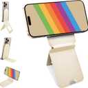 Phone Stand, Magnetic Phone Tripod, Eco-Friendly & Stain-Resistant Leather, Angle Adjustment & Strong Magnet Tripod for iPhone 16/15/14/13/12 (Included Metal Ring) - Khaki