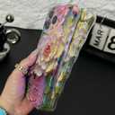 RoyMonkey Magnetic Case for iPhone 16 Pro Compatible with MagSafe - Aesthetic Aurora Flower Pattern - Full Camera Protection Wavy Glossy Phone Case Cover, Pink