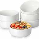 MALACASA 24 OZ Cereal Bowls, Porcelain Soup Oatmeal Bowls Set of 6, Kitchen Ceramic Serving Bowl, Dishwasher Microwave Oven Safe, White, Series LUNA